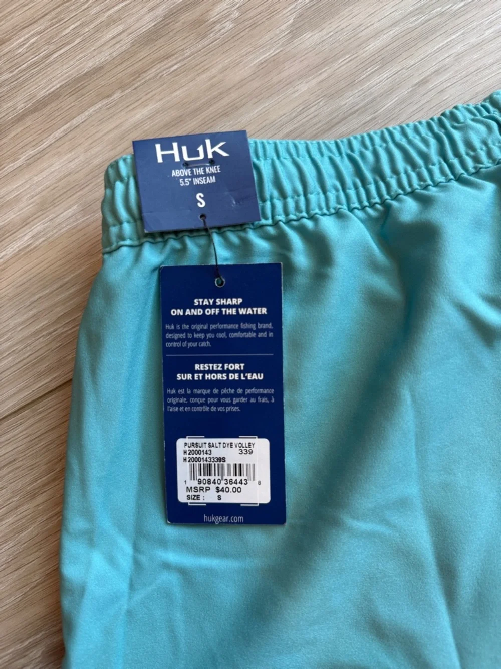 Huk Men’s Size S Pursuit Salt Dye Volley Swim Trunks Fishing Shorts Blue Aqua
